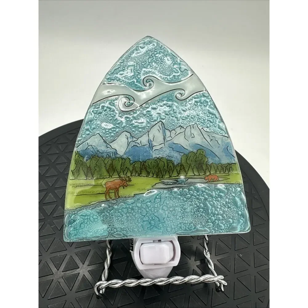 Artisan Made Glass Night Light Mountain River Ecuador